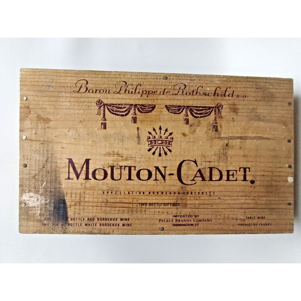 Mouton - Cadet Wine Gift Set WOOD BOX Baron Philippe de Rothschild 2 bottle box